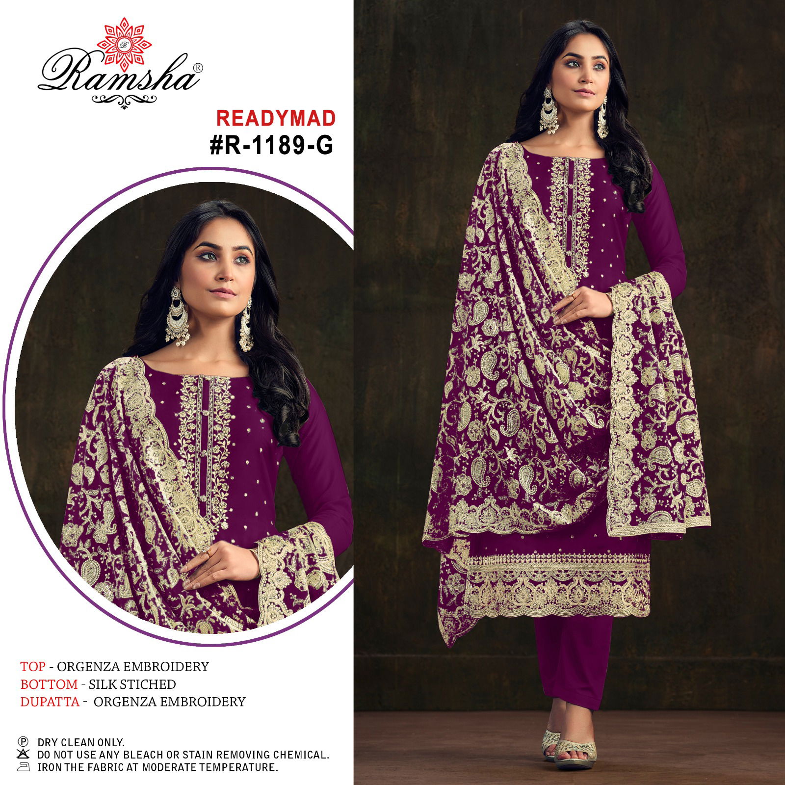 Ramsha R 1189 E To H Organza Pakistani Readymade Suits Wholesale Price In Surat
